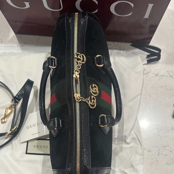 Gucci Black Suede Boston Bag top handle/Crossbody - Picture 11 of 16